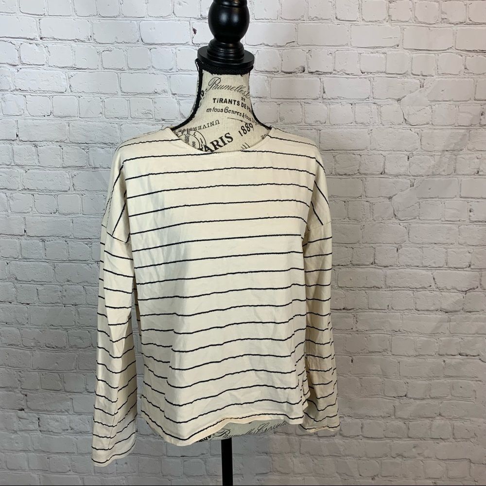 a loves a cream with black stripes size medium